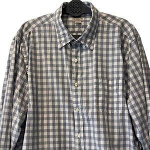 J Crew Blue Check Men's Button Down‎ Shirt Large